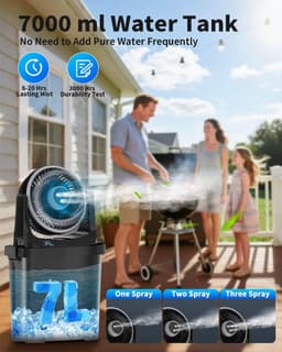 Draagbare luchtkoel ventilator – Mini aircooler met verneveling – Koelen & bevochtigen – Stil en compact – Ideaal voor slaapkamer, bureau & reizen — thumbnail 5