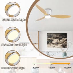 Plafondlamp Met Ventilator - Ventilatorlamp Kroonluchter - Woonkamer Verkoelen - Omkeerbare Luchtstroom - 106 cm - Zwart Houtnerf — thumbnail 3