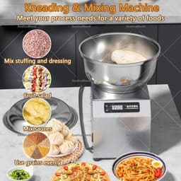Deegmenger Keukenmachine - Deegmaker Kneedmachine - Bakken Thuis - Grote Roestvrijstalen Kom - 3 kg Capaciteit - Zilver — thumbnail 2
