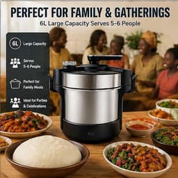 Keukenmachine - Fufu machine - Afrikaanse gerechten maken - 6-in-1 functie - 6L capaciteit - Zilver — thumbnail 2