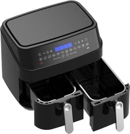 Dubbele Heteluchtfriteuse - Airfryer XXL - Gezond Frituren - Twee Apart Gestuurde Manden - 9 Liter - Zwart — thumbnail 1