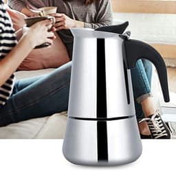 Draagbare RVS Koffiepot Moka Espresso Maker Mocha Pot Ideaal voor Thuis Kamperen & Reizen (100ml) — thumbnail 1