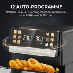 Heteluchtfriteuse XXL - Airfryer Keukenapparaat - Vetarm Koken - Twee Verwarmings-elementen - 10 Liter Capaciteit - Zilver Vierkant — thumbnail 2