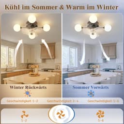 Plafondventilator met Verlichting – LED Plafondlamp met Ventilator – 6 Snelheden – Dimbaar 3000K–6000K – Afstandsbediening – Timer – Zomer & Winterstand – Slaapkamer / Woonkamer / Keuken — thumbnail 2