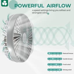 Tafelventilator Oplaadbaar – Stille Ventilator – 4 Snelheden – 90° Oscillatie – 4000 mAh — thumbnail 4