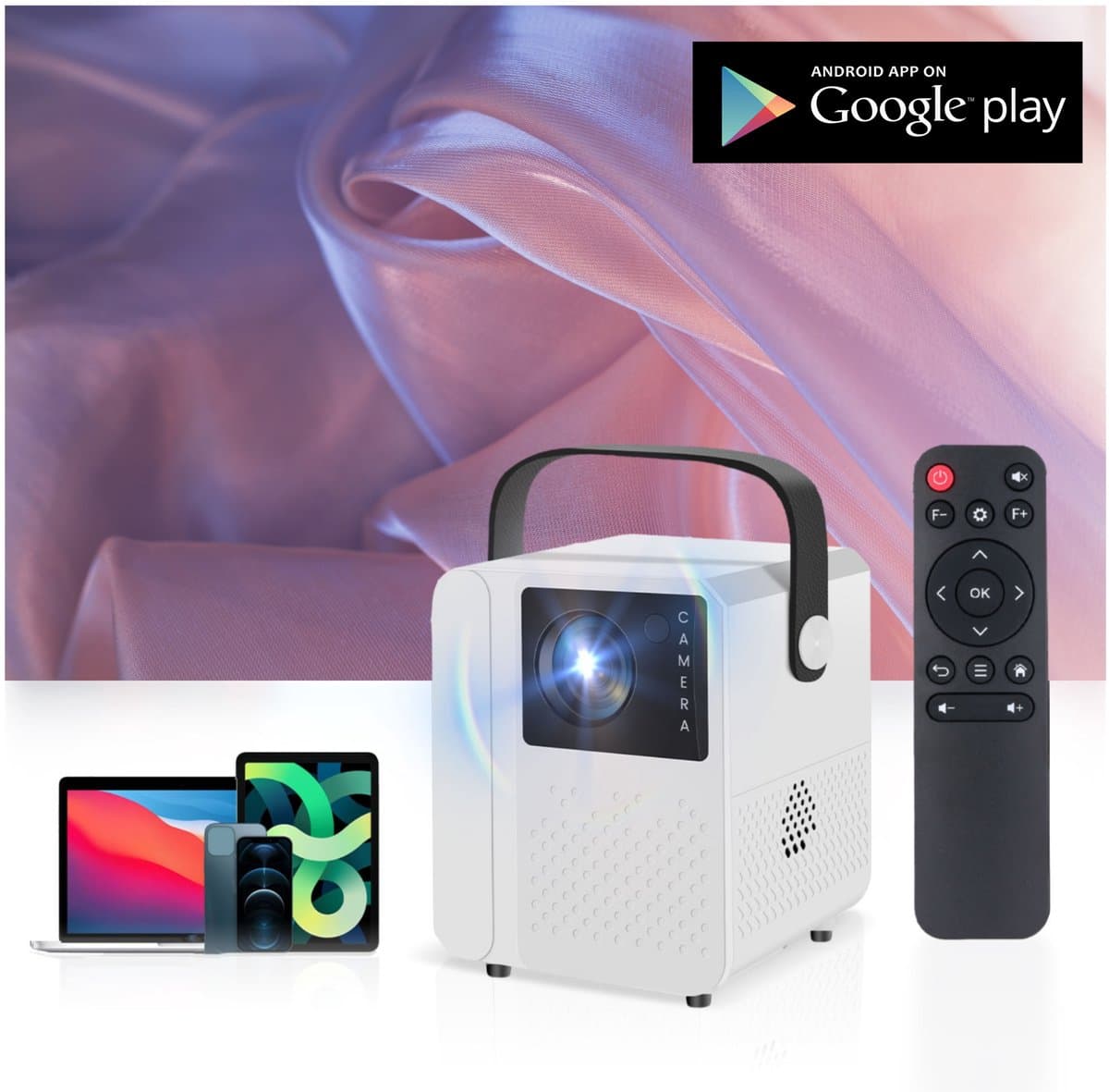 Boscer T2 PRO Android Beamer – Draagbare Mini Projector met WiFi 6, Bluetooth, HDMI, Elektrische Focus & Ingebouwde Speaker – Alles-in-één Smart TV Projector HD – Ondersteunt Google PlayStore, Netflix, Videoland, Disney+, YouTube — afbeelding 1