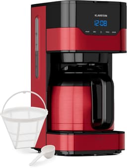 Klarstein Koffiemachine Arabica koffiezetapparaat - Filter - Met thermoskan - Voor gemalen koffie - Met EasyTouch Control - Watertank 1,2 liter - 12 kopjes - Rood - voor Keuken - RVS - Display - Coffee Machine - Koffieautomaat — thumbnail 1