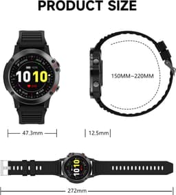 Electrox - Smartwatch met sportfuncties - Smart Horloge - Fitness Tracker - Bluetooth Smartwatch – Full Touchscreen - Bloeddruk & Hartslagmeter - Activity Tracker - Dames en Heren SmartWatch – Ronde - Zwart T35 — thumbnail 3