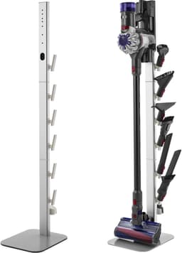 Stofzuigerstandaard 126 Cm, Compatibel met Dyson G5 V15 V12 V11 V10 V8 V7 V6-Serie, Standaard voor Stofzuigers & Accessoires, Vloerstandaard met 6 Haken En Antislip Voetpads, Zilver — thumbnail 4