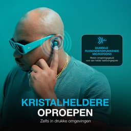 JLab Go Pop ANC Draadloze Oordopjes - Noise Cancelling Oortjes Draadloos - 24 uur Batterijduur - Bluetooth Multipoint - Met Microfoon - Geschikt voor Android en Apple - Teal — thumbnail 4