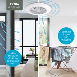 Varin® Smart Ventilator met verlichting - Transparant - Tuya Wifi - LED RGBW - Ø 50cm - Super stil - Afstandsbediening smart lamp - Plafondlamp slaapkamer - Plafonniere woonkamer - Plafondlampen - Plafond lamp - Verlichting kinderkamer - Ventilator — thumbnail 4