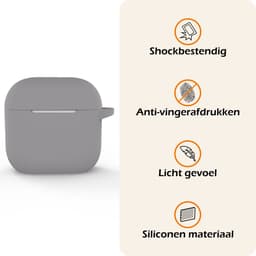 Hoesje - Geschikt voor Apple AirPods 5 - met Clip - Siliconen Hoes - Silicone Case Cover - Grijs — thumbnail 3