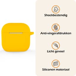 Hoesje - Geschikt voor Apple AirPods 5 - met Clip - Siliconen Hoes - Silicone Case Cover - Geel — thumbnail 3