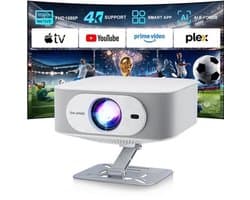Beamer Draagbaar - Native 1080p Resolutie - 400 ANSI Lumen Helderheid - LED Technologie - Voor Thuisbioscoop - Smart Projector
