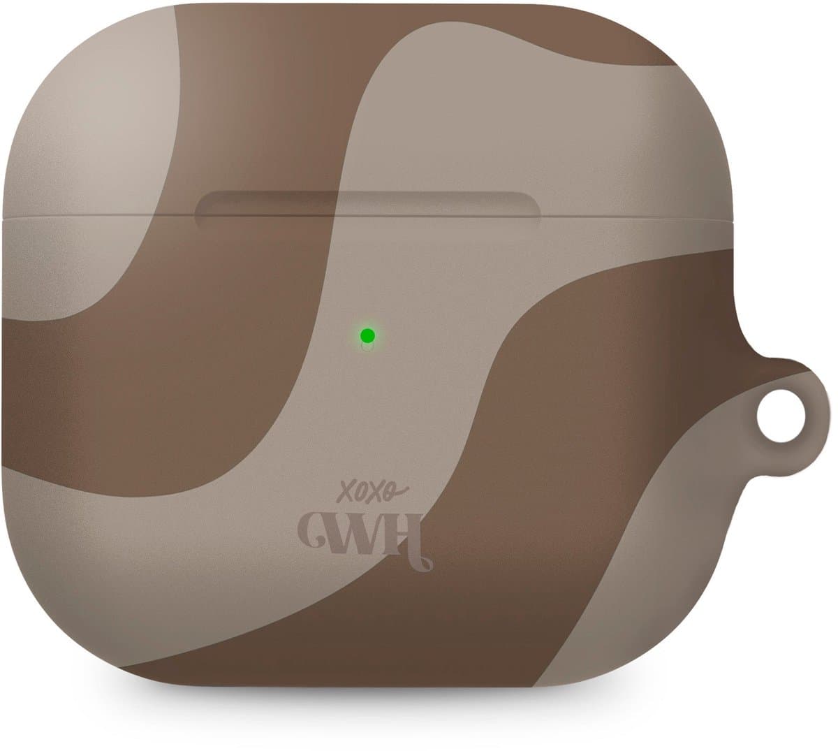 xoxo Wildhearts hoesje geschikt voor AirPods 5 - Ride With Me Brown - Ook als telefoonhoesje verkrijgbaar - schokbestendige case - koptelefoonhoes - Beschermhoes met met golvende print - golven - beige / bruin — afbeelding 1
