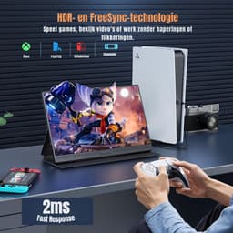 Levo® Draagbare Monitor voor Laptop - Portable Monitor 15.6 Inch - Draagbaar Scherm 1080FHD - HDMI/USB C - Extra Scherm Laptop - Zwart - 1 cm x 35cm x 22cm — thumbnail 3