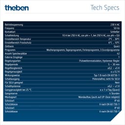 Theben RAMSES 812 top3 Digitale klokthermostaat weekprogramma, 230 V, netvoeding, app, display, 8120200 — thumbnail 4