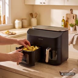 AREBOS Dubbele Heteluchtfriteuse 10L, 2x5L, 2450W, 8 Programma's, Touchscreen — thumbnail 4