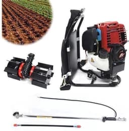 Benzine Grastrimmer - Grasmaaier - Bosmaaier - Kantenmaaier - Tuingereedschap - 35.4CC - 4-Takt 1KW, 4500-8500RPM – Rugzakmodel in Zwart/Rood — thumbnail 4