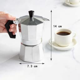 Mokapot - Waterreservoir 100 ml - Gegoten Aluminium - Zilver - Voor Gas, Elektrische en Keramische Kookplaten - Niet voor Inductie — thumbnail 4