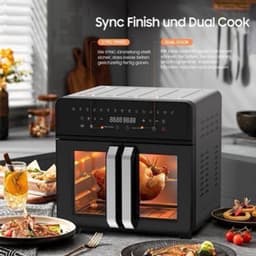 Airfryer – Heteluchtfriteuse – Friteuse – Heteluchtoven – Gezond Koken – 23L XXL Inhoud – Dual-Zone Met Koekprogramma’s & Verlichting — thumbnail 4