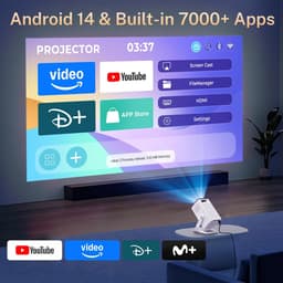 Beamer 4K Ondersteuning – Android 14 – WiFi 6 & Bluetooth 5.4 – Auto Keystone – 270° Draaibaar — thumbnail 5