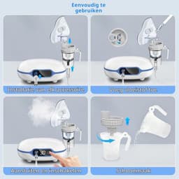 Elektrische inhalators Compressor Vernevelaar voor Volwassenen en Kinderen, Draagbaar Stil Inhalatieapparaat voor verkoudheid of astma met extra accessoires en lange buis Gezinsgebruik — thumbnail 3