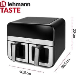 Heteluchtfriteuse XXL - 9 Liter Inhoud - 2400 W Vermogen - Dubbele Kamer - Zilver - Voor Bakken En Grillen — thumbnail 5