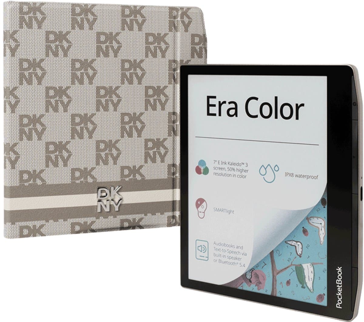 PocketBook Era Color e-reader – 7 inch E Ink Kaleido 3 kleurenscherm – 32 GB – waterdicht – Smoky Beige – DKNY editie incl. designhoes — afbeelding 1