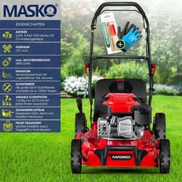 Benzine Grasmaaier 3in1 met 50L Opvangzak | Duwmaaier met 42 cm Maaibreedte en 7-standen Maaihoogte | Mulchfunctie en Versnipperen van Takken — thumbnail 5