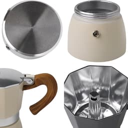 Adore Maison Barista – Moka pot 6 Kops – Zwart met Houten Handvat – Traditionele Espressomaker voor Gas & Elektrisch — thumbnail 2