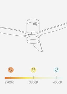 CREATE - Plafondventilator 40W silent 100% hout (Ø132cm) (ruimtes 10m²-25m²) - Wit / Licht hout - Met licht - WIFI + Afstandsbediening - WIND CALM NATURAL WOOD — thumbnail 3