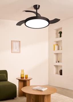 CREATE - Plafondventilator 40W stil met intrekbare bladen met licht - Ø108cm - Zwart- WIFI + Afstandsbediening - WIND CLEAR STUDIO — thumbnail 4