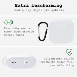 Case - Geschikt voor Apple AirPods 4 - Siliconen Hoes met Clip - Silicone Hoesje Cover - Wit — thumbnail 5