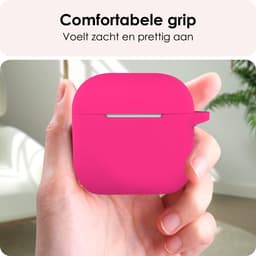Hoes - Geschikt voor Apple AirPods 4 / 5 - Siliconen Hoesje met Clip - Silicone Case Cover - Roze — thumbnail 4