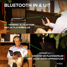 Platenspeler met Bluetooth IN/OUT en Ingebouwde Speakers - Audizio RP112D - Retro - Darkwood — thumbnail 2