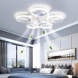 6 Cirkel Plafondventilator - Wit - 6 Snelheden - Dimbaar Met Afstandsbediening en APP - Moderne Smart Lamp Ventilator — thumbnail 2