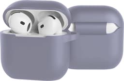 Case - Geschikt voor Apple AirPods 4 / 5 - Siliconen Hoes met Clip - Silicone Hoesje Cover - Lila — thumbnail 1