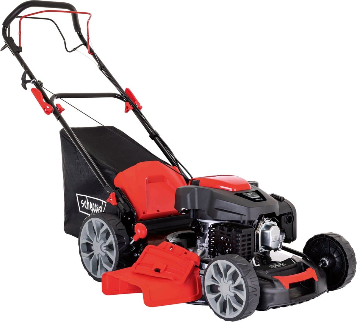 Scheppach Grasmaaier Benzine MS225-56 - Zelfrijdend - Mulchfunctie - 56cm maaibreedte - 4-takt - 224cc - 6pk - Voor tuinen tot 2200m² - met 65L opvangbak — afbeelding 1