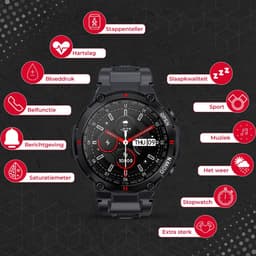 Fance Smartwatch - Zwart - Smartwatch Heren & Dames - HD Touchscreen - Horloge - Stappenteller - Bloeddrukmeter - Saturatiemeter - 45mm — thumbnail 4