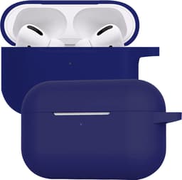 Case - Geschikt voor Apple AirPods Pro 2 - Siliconen Hoes met Clip - Silicone Hoesje Cover - Donkerblauw — thumbnail 1
