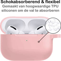 Hoesje - Geschikt voor Apple AirPods Pro 2 - Siliconen Hoes met Clip - Silicone Case Cover - Lichtroze — thumbnail 5