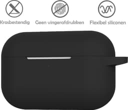 Hoesje Geschikt voor Apple AirPods Pro 2 - Siliconen Hoes met Clip - Silicone Case Cover - Zwart — thumbnail 4