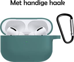 Hoesje Geschikt voor Apple AirPods Pro 2 - Siliconen Hoes met Clip - Silicone Case Cover - Donkergroen — thumbnail 2