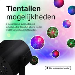 CHEROY Party Light - Discolamp - Lichteffect - Stroboscoop - LED - Laser Op Geluid - Feestverlichting - Draadloos - Met Afstandsbediening — thumbnail 5