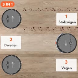 Sanovy 3 in 1 Robotstofzuiger met dweilfunctie - 1800 PA- Automatische laadstation - Dweilrobot – App — thumbnail 5