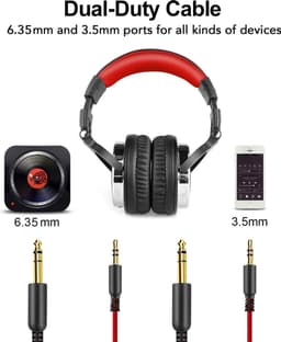 OneOdio Pro 10 - koptelefoon met microfoon - inklapbaar - muziek|studio|DJ (zwart/rood) — thumbnail 3