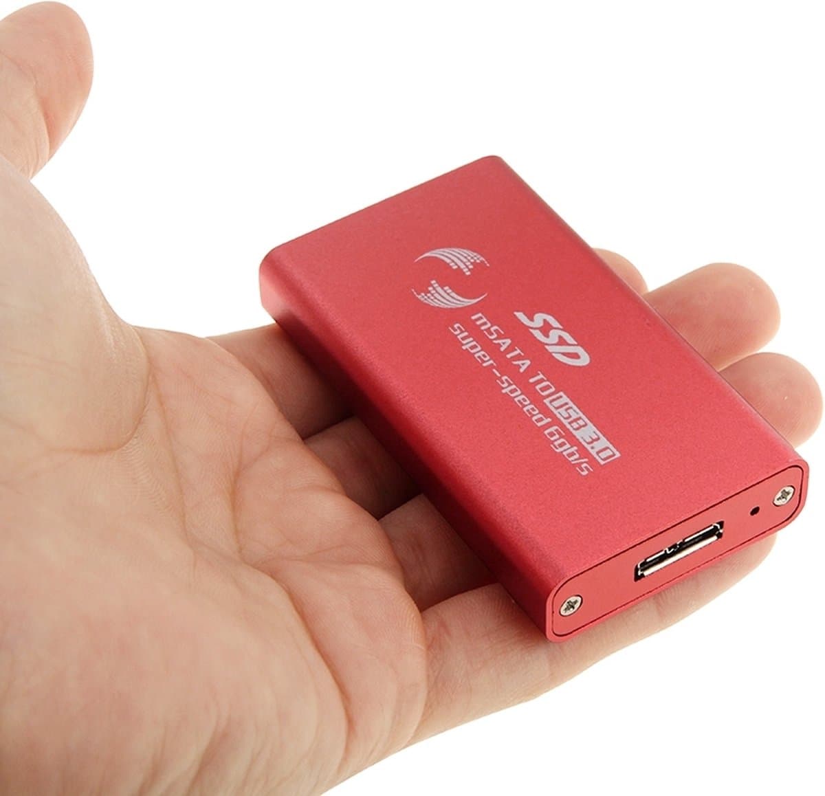 6 gb / s mSATA Solid State Disk SSD naar USB 3.0 harde schijfbehuizing (rood) — afbeelding 1