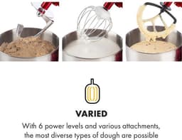 Klarstein staande mixer/foodprocessor met vleesmolen, 1800W, kleine deegmixer, 6 snelheden, garde, meng- en deeghaak, planetaire mengbeweging, staande mixer met blender, foodprocessor met 5L kom — thumbnail 4