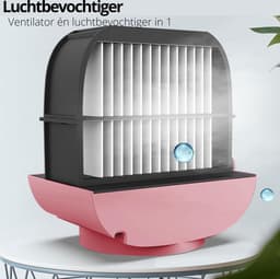 Bewello® - Mini Ventilator voor Bureau - USB Ventilator met Luchtkoeler - Kleine Tafelventilator Airco - Roze - Mobiele Water Aircooler - met LED moodlight - Fluisterstil — thumbnail 3